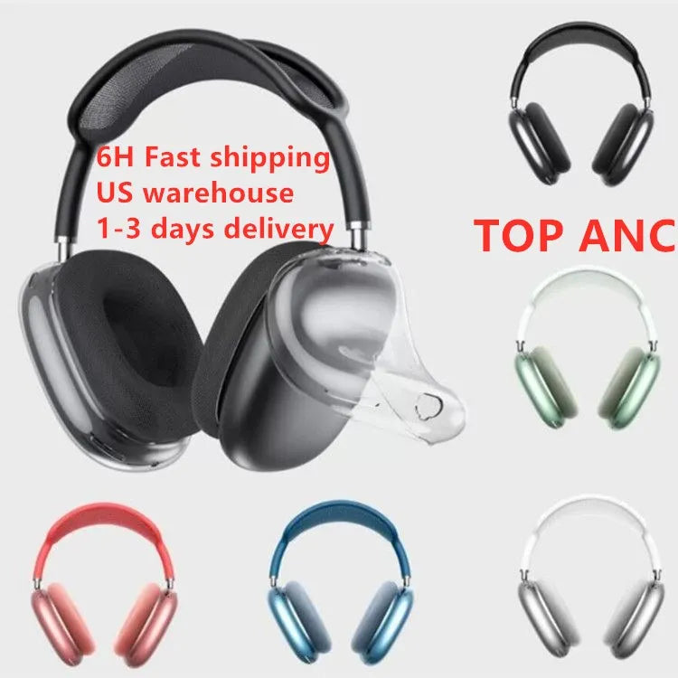 Metal with ANC For Airpods Max Cases Earphones Accessories Transparent TPU Solid Silicone Waterproof Protective case AirPod Maxs Headphones Headset