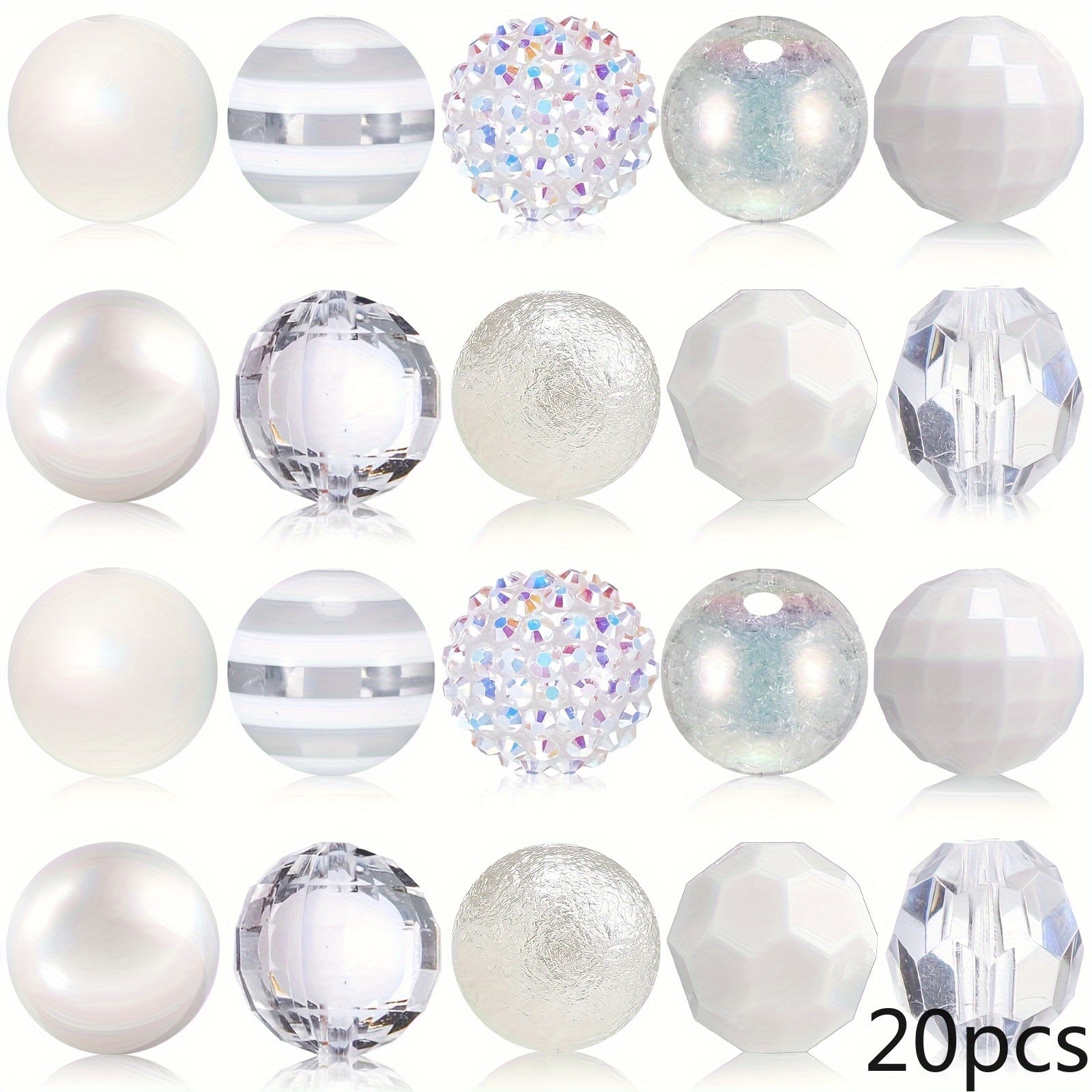 TEMU 20-40 Vibrant Large - Glossy Acrylic Pearls, Assorted Colors And Patterns, Suitable For Crafts, Jewelry Making, Keychains, And Pen Decorations