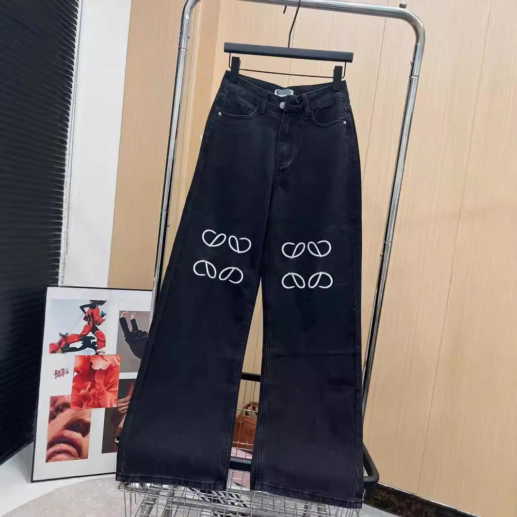 Women jeans denim pants Designer jeans embroidered logo wide leg casual loose straight leg cowgirl Fashion Classic Summer jeans for women