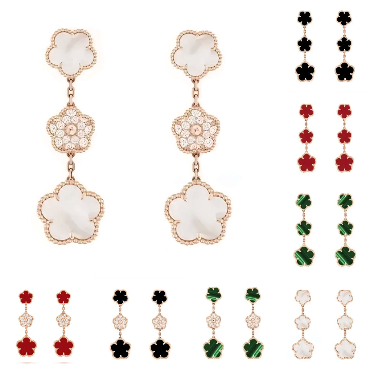 four clover earring diamond earring moissanite gold luxury earring designer earring clover 925 sterling silver jewelry stainless steel jewellery Val