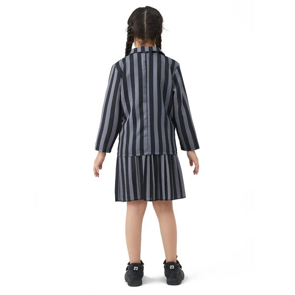 Kids Wednesday Addams Cosplay Costume Girl Wednesday Nevermore School Uniform Halloween Party Clothes Suits And Skirts