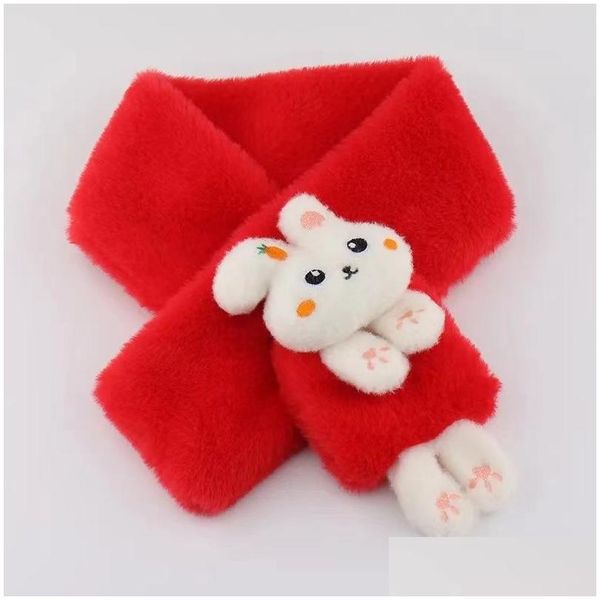 Scarves & Wraps Cute Style Cartoon Rabbit Scarutumn Winter Boys Girls Toddler Long Scarfs Neck Soft Plush Girl Baby Thick Warm Dro Dhekk