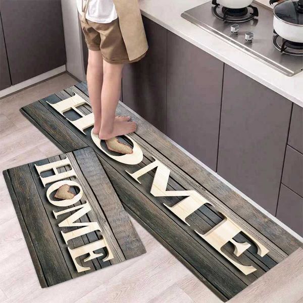 Home Word wood floor pattern printing rectangular carpet art carpet kitchen fast drying absorption bathroom carpet without lipstick pad home