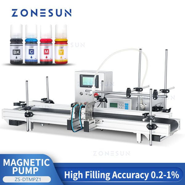 ZONESUN ZS-DTMPZ1 Small Filling Line Bottle Liquid Water Juice Drinks Magnetic Pump Jar Vial Conveyor Packaging Production