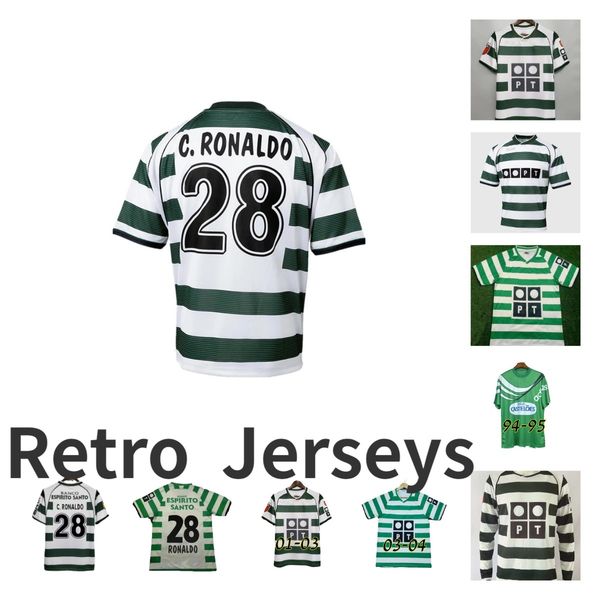 Sporting CP 01 02 03 04 Lisboa retro soccer jerseys ronaldo 2001 2002 2003 2004 Lisbon Classic Joao Pinto Vintage football shirts Marius Nic