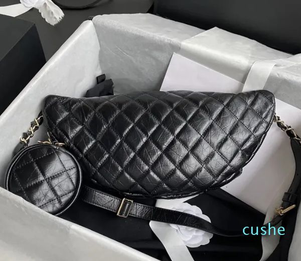 Designer -Classic Leather Belt Bag Women Crossbody Bags Soft Lambskin Waist Bags with Mini Round Purse