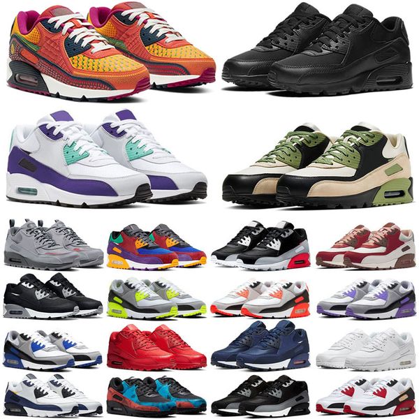Tênis de corrida clássicos 2025 Designer 90s para homens Mulheres Triple Black White Mesh Leather Trainer Breathable Cushion Scelings Sports