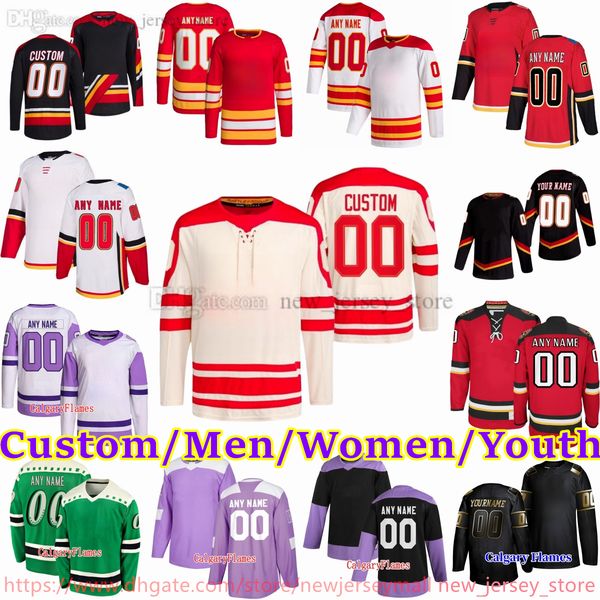 2023-24 New Hockey 11 Mikael Backlund Jersey Stitch 28 Elias Lindholm Jacob Markstrom Jonathan Huberdeau Dillon Dube Andrew Mangiapane Nazem