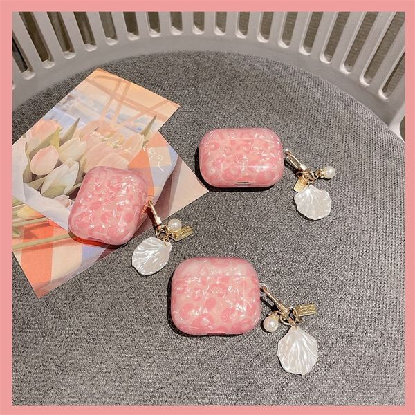 ddmygifts Pink leopard shell pendant suitable Pro 1-2-3 generation Bluetooth wireless headphone case for women A