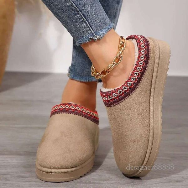 Snow Women Winter New Thick Soles Without Heel-covered Hair Half Slipper Cotton Shoes Cashmere Warm Boots jhfdsa nythkuy