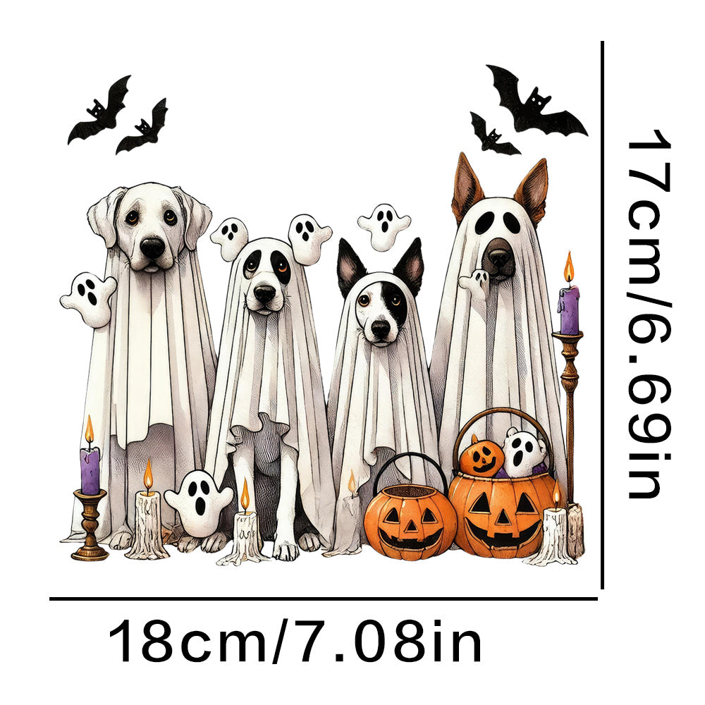 TEMU 1pc Halloween Dog Heat Transfer Vinyl Sticker, Diy Iron-on Patch For T-shirts, Washable And Durable Holiday Decoration Accessory