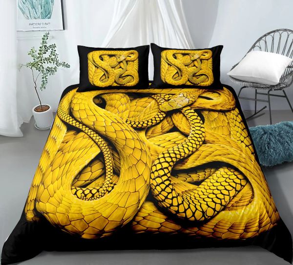 3D Snake Style Print Bedding Set for Bedroom Soft King Size Duvet Cover Bedspreads Comefortable Quilt with Pillowcase Kids Adult
