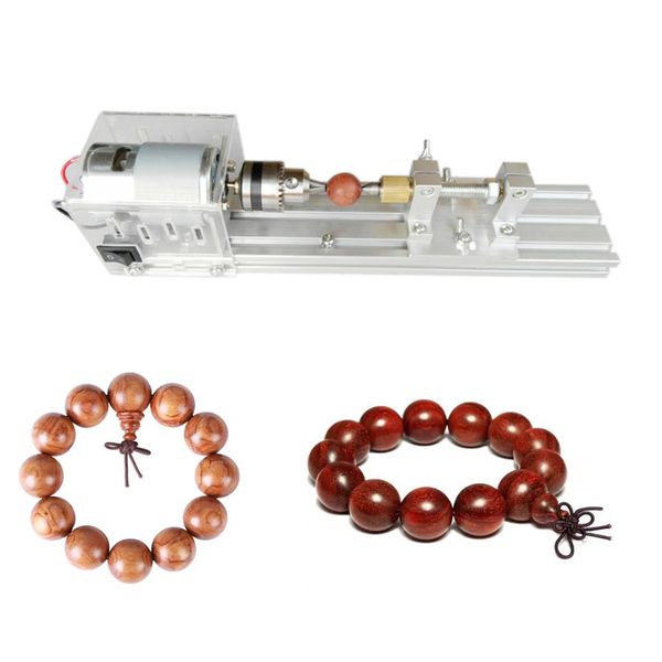 Mini Wood Lathe Machine DIY Woodworking Miniature Buddha Pearl Lathe Grinding Polishing Beads Wood Drill Rotary Tool 12-24V