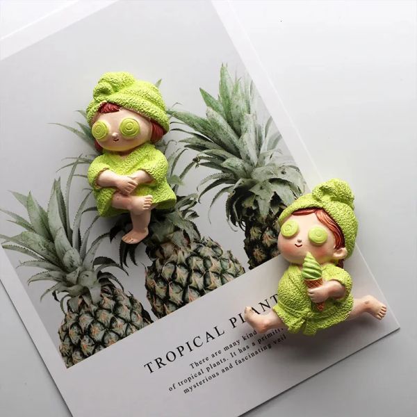 Cartoon Girl Nightgown Chick Resin Fridge Magnets 3D Home Decoration Refrigerator Paste