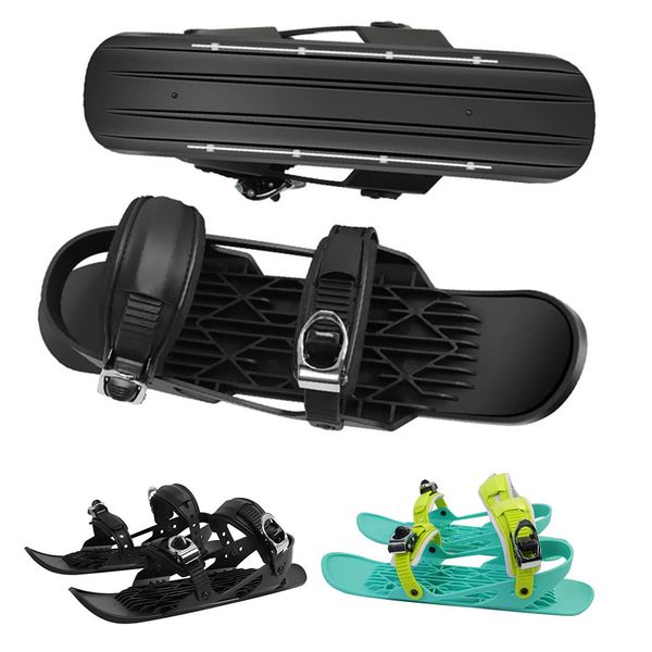 Sledding Mini Short Ski Skates Skis Boots Skiboards Adjuatable Adults Shoe Snowblades Portable for Winter Outdoor Sports 231114