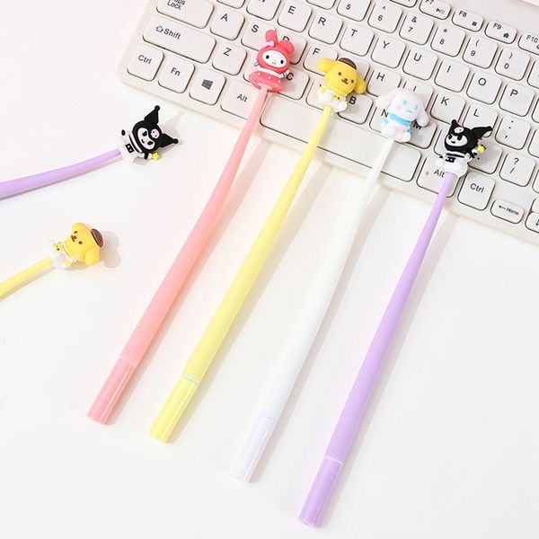 48pcs-lot Long Soft Can Sway Handle Ink Pen Black 0.5mm Kawaii Big Ear Dog Kuromi Pens Writing School Stationery Supplies 2988
