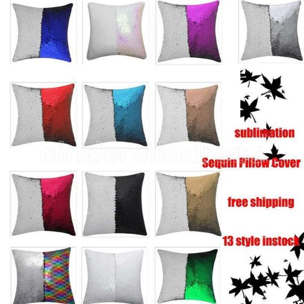 13 Style Mermaid Sequin Pillow Cover Sublimation Cushion Throw Decorative Pillowcase That Change Color Gifts Girl C0523a24