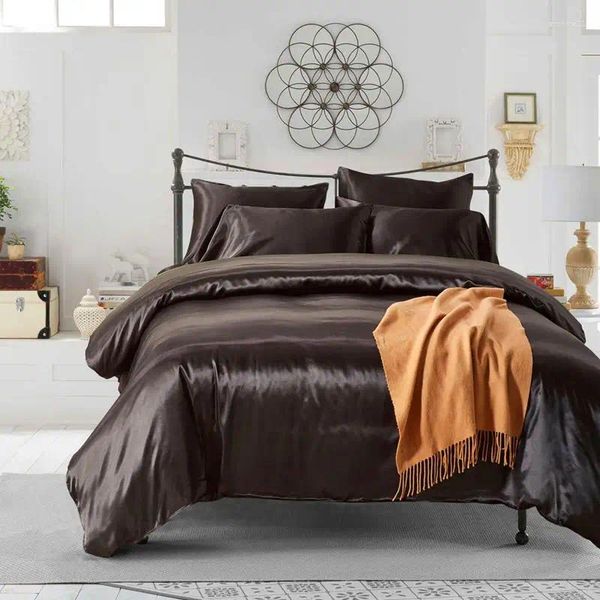 urious Satin Silk Bedding Set for King Size Bed Duvet Cover Flat Sheet Pillowcases