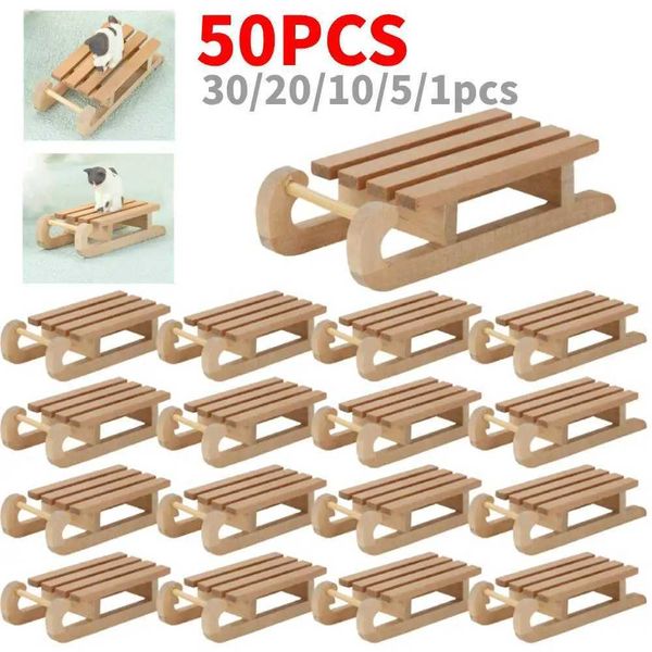 Mini Simation Snow Sled Non-Toxic 1-12 Wooden Sleigh Desktop Craft Christmas He Decor Crafts Odorless Doll House AccessoriesT250115