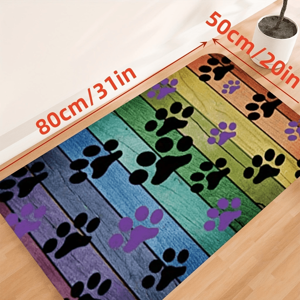 TEMU 1pc Colorful Dog Paws Bathroom Rug Bathmat, Water Absorbent And Non Slip Bathroom Mat, Quick Dry Bath Mats For Bathroom Floor, Sink, Bathtub,