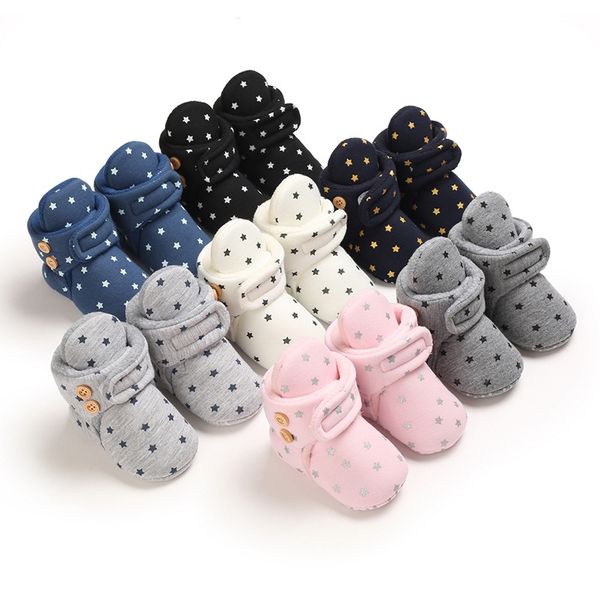 Meckior New Baby Socks Shoes Star Toddler First Walkers Booties Cotton Comfort Soft Anti-slip Warm Infant Baby Boy Girl Shoes