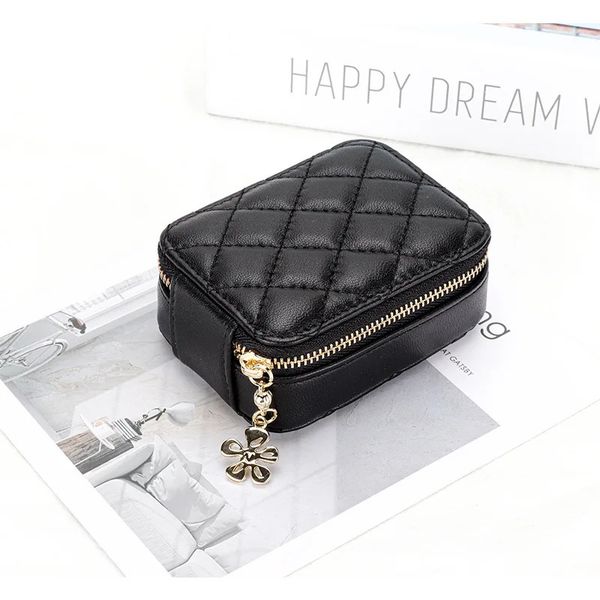 Lipstick Bag Sheepskin Leather Mini Portable Compact Makeup Belt Mirror Box Ins Lingge Coin Earphone 240511