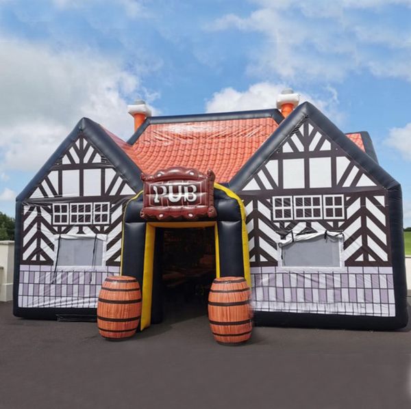 activities 8x5m Big Portable Inflatable Irish Bar Tent Lawn Pub bar Marquee for sale with blower for Holiday Event with blower