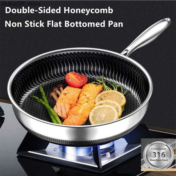 Other Cookware 316 Stainless Steel Frying Pan Nonstick Pot Wok Pan Steak CookingSkillet Saucepan Induction Gas Stove Universal Kitchen Cookw