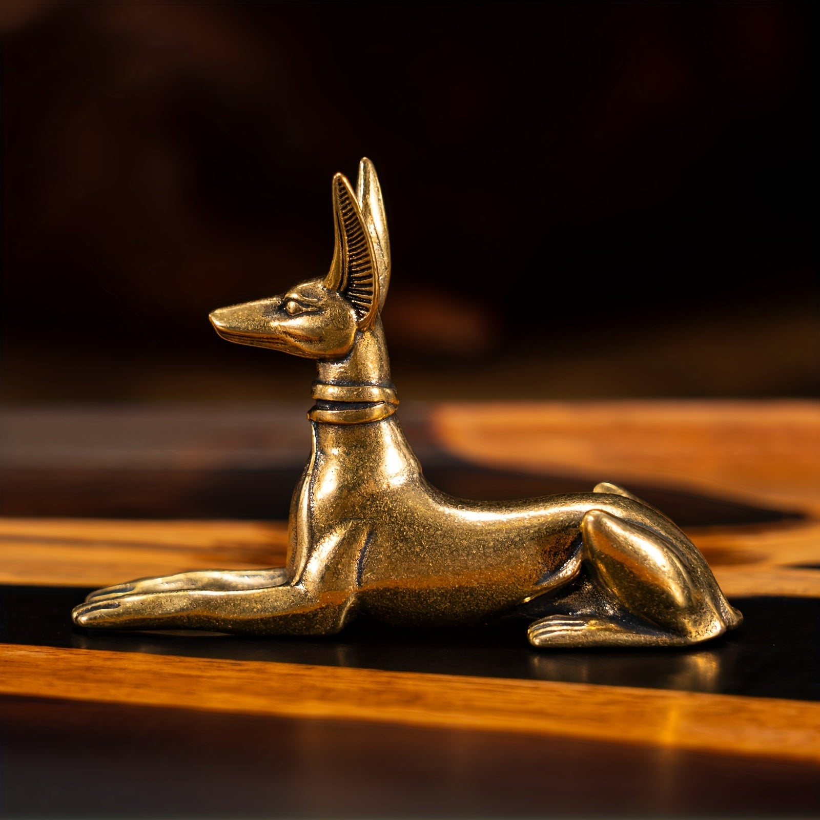 TEMU 1pc, Vintage Brass Hound Statue: Exquisite Decorative Art Piece For Home, Office, - Bookshelves, Living Rooms, And Desktops
