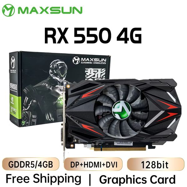 MAXSUN AMD GPU Radeon RX 550 Transformers 4G GDDR5 14nm Computer PC Gaming Video HDMI-compatible DP DVI 128Bit Graphics Card