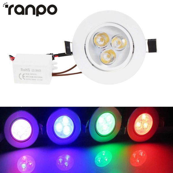 Color Dimmable 3W LED Recessed Ceiling Downlight Spotlight Lamps with Driver Colorful Red Yellow Blue Green Purple DC 12V 24V Y240822