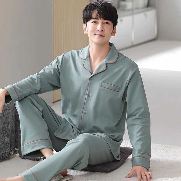 High Quality Pure Cotton Men Pajamas Set Large Size Home Cloth Autumn Winter Male Comfortable Soft Sleepwear Suit Teen PyjamasXJ241227