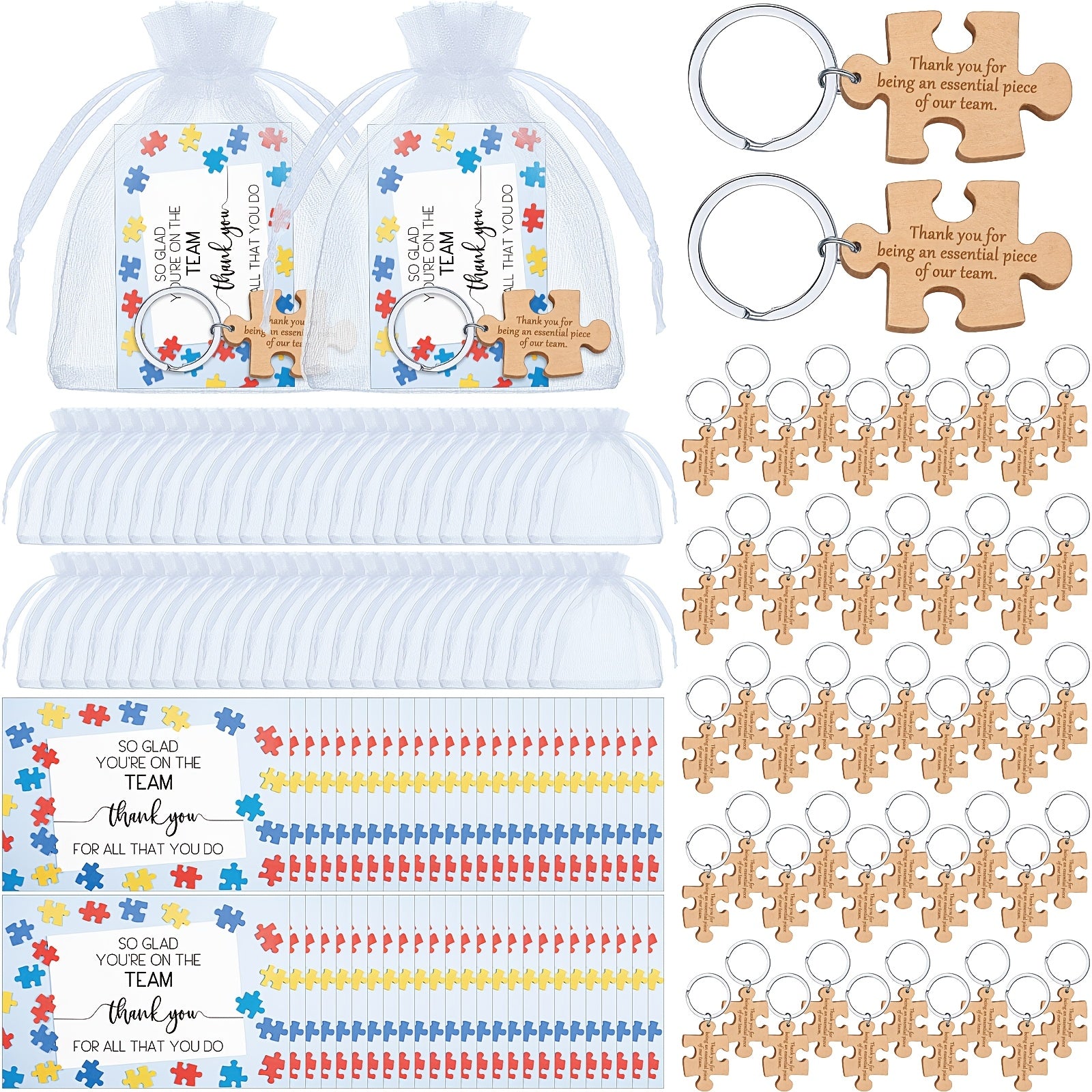 TEMU Employee Appreciation Gifts Wooden Puzzle Keychain Staff Greeting Cards Thank You Team Building Gifts For Coworkers