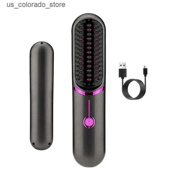 Electric Hair Brushes Hair Straightener Brush Fast Heating Cordless Curling Comb For Travel Portable Anti-Frizz Styling Straightener For Sal