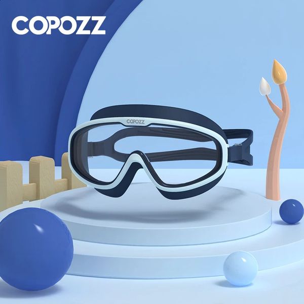 COPOZZ Kids Swimming Goggles Waterproof Adjustable Silicone Child Swim Glass Anti-fog UV Protection Big Frame Eyewear with Case 250114