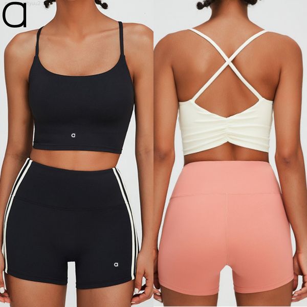 583A BRA de ioga e shorts Esportes de cintura alta Sports de ioga Sortos de sutiã com tecido respirável e de secagem rápida para executar fi