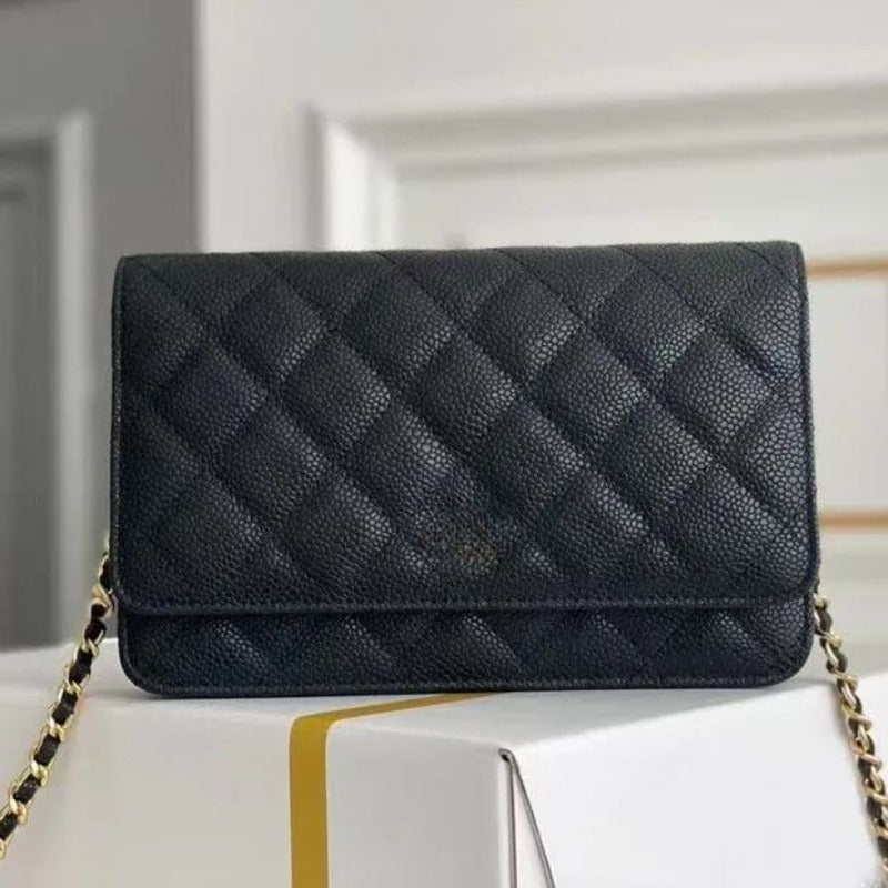 Luxury Designer Fashion Caviar Leather Shoulder Bag Women Real Leather Flap Crossbody Bags Handbag Wallet Classic Purse Chain WOC Grain Calfskin Eve