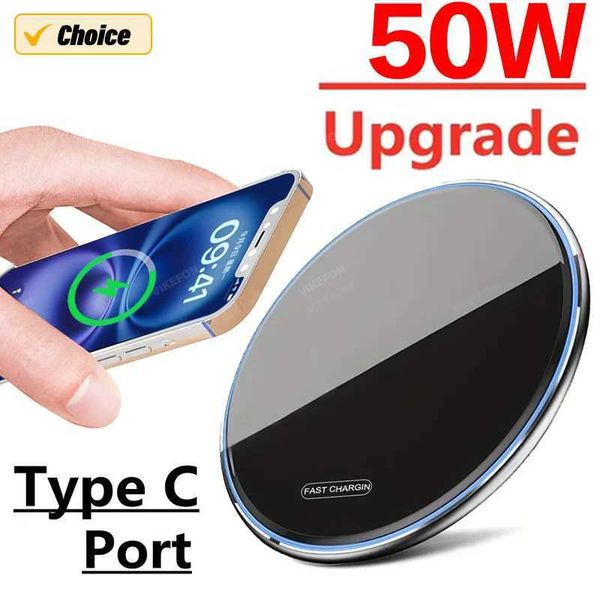 50W Wireless Charger for iPhone 16 15 14 Pad Stand Desktop tra thin Mobile Charger Fast Charging Station Y241118