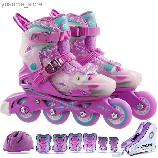 Inline Roller Skates Dual-use Children Adjustable Size Roller Skates Boys Girls Full Set Kids Inline Skating Combo Set 4 Wheels Shoes Y24041