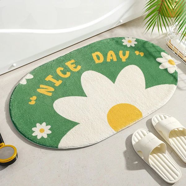 Mini fresh floor mat soft floral carpet home entrance bedroom toilet bathroom door absorbent non slip foot 240828