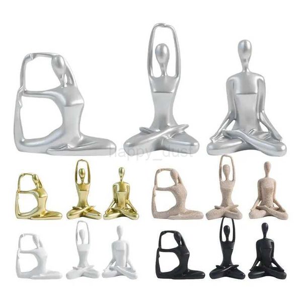 Meditation Yoga Pose Statue Figurine Nordics Living Room Home Decoration Ceramic Yoga Figure Decor Maison Desk OrnamentsCL240710