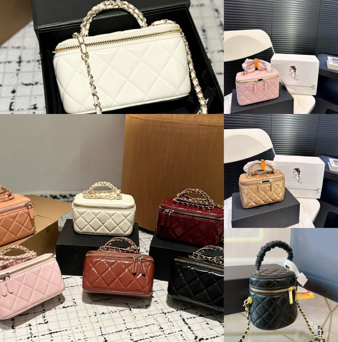 mirror quality luxury makeup box with chain bag 19cm makeup bag designer bag, mirror crossbody makeup bag