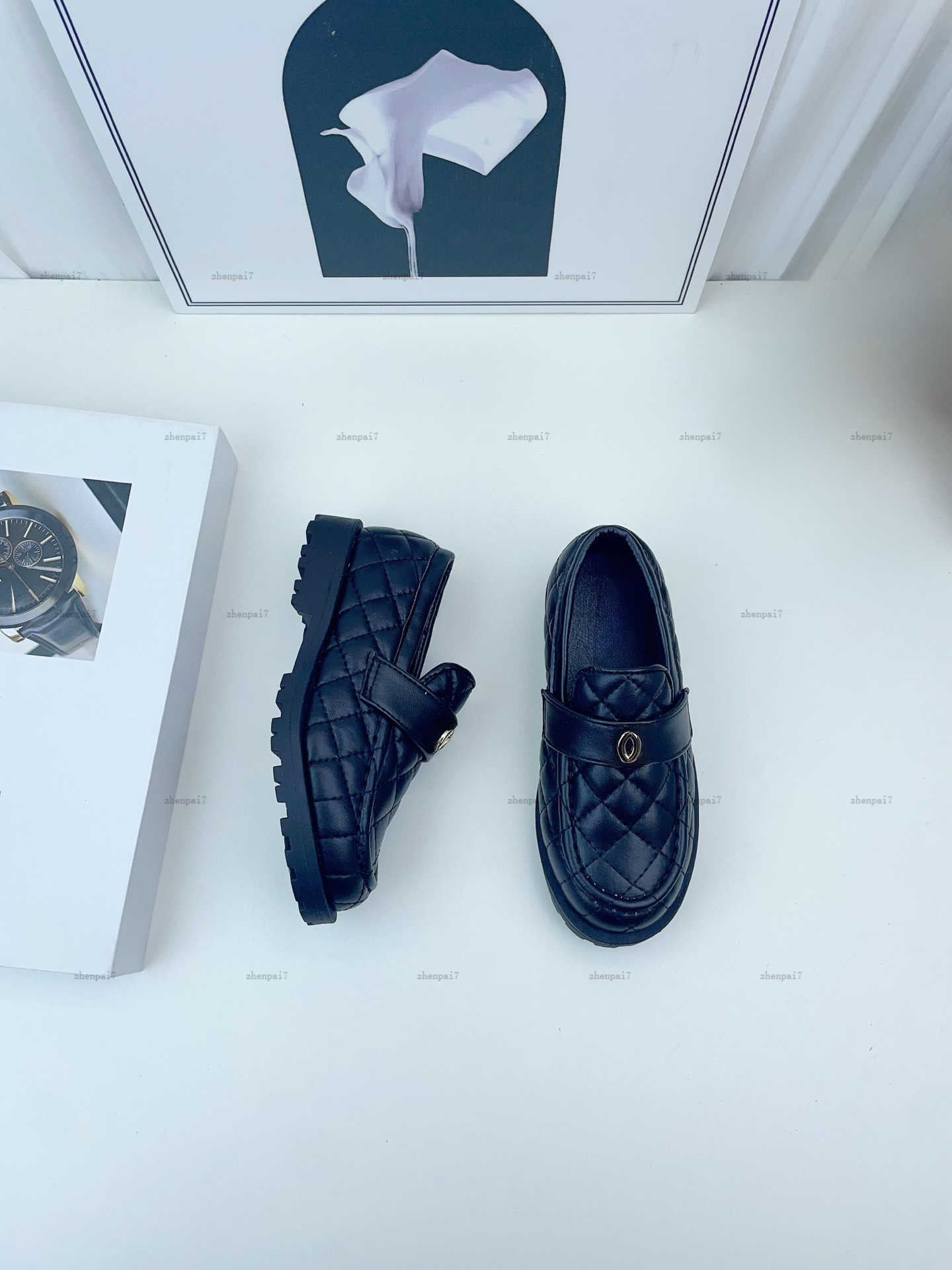 Top one kids leather shoes Check pattern design baby Sneakers Size 26-35 Carton packaging child designer shoe boys Dress shoes A538X15N128