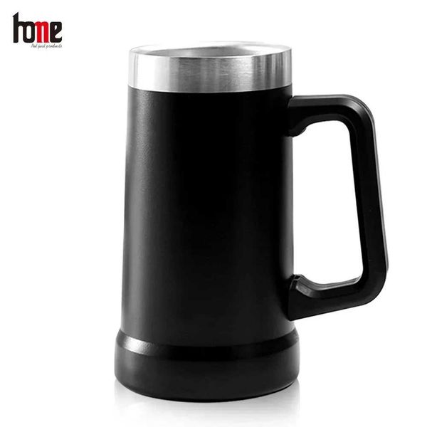 Cup Thermal Whit Handle Stainless Steel Beer Mug Double Wall Vacuum Insulation Thermos Bottle Drinking Tumbler Isotherm FlaskM240803