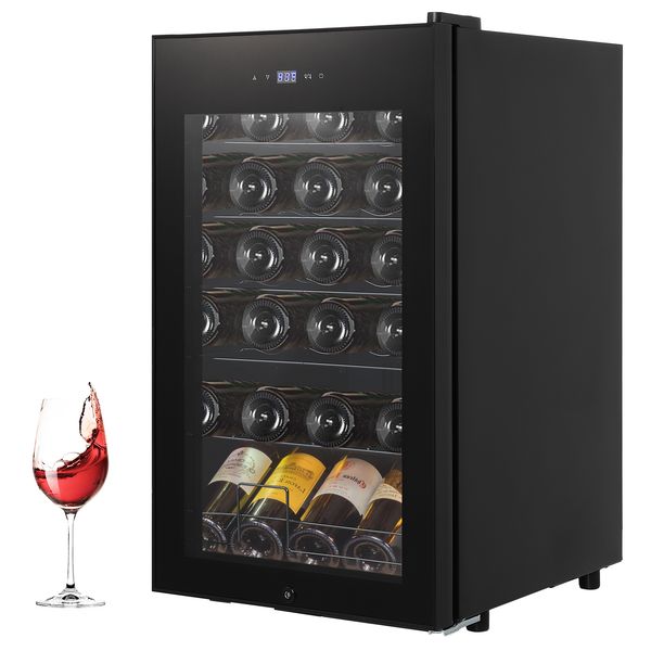 24-Bottle Compressor Wine Cooler Refrigerator Freestanding Beverage Fridge With Digital Temperature Control And Full Glass Door