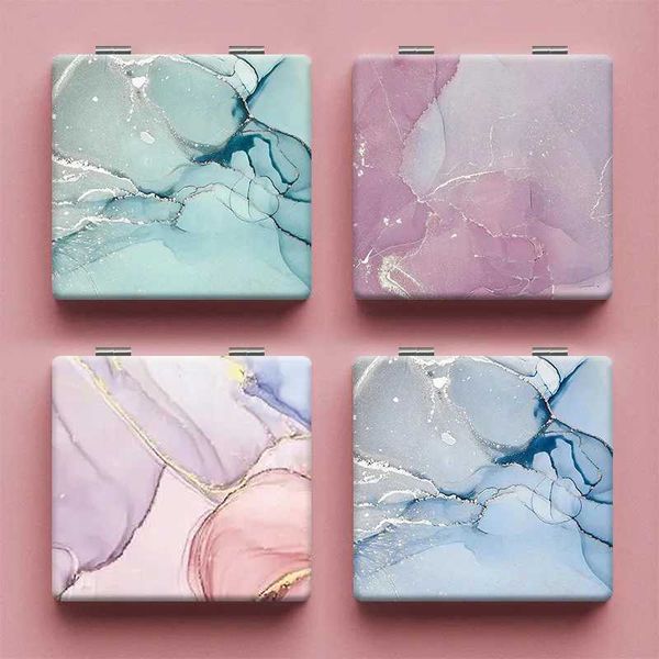 Cosmetic Mirror Mini Portable PU Makeup Compact Mirror Gift for Girls Double Sided Folding Pocket Mirror Travel Magnifying Y240819