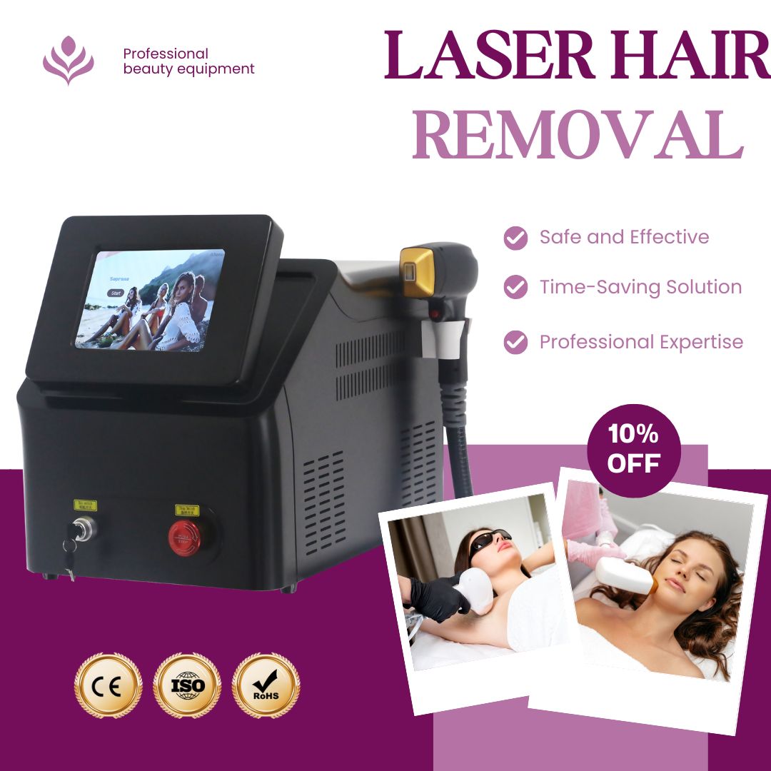808nm Diode Laser Hair Removal Equipment Painless Permanent Hair Removal Device Professional Triple Wavelength Beauty Salon Epilator Machine