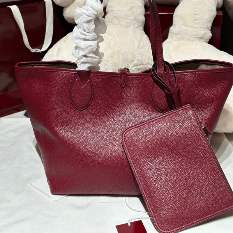 10A luxury shopping bag designer bag tote bag with double-sided one side grain leather and one side canvas made of textured imported cowhide paired