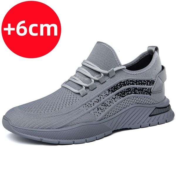 Fashion Sports Grey Overall Men&#039;s Woven Sneaker Lightweight Soft Sole Outdoor Running Men Elevator Shoes dhshoesc
