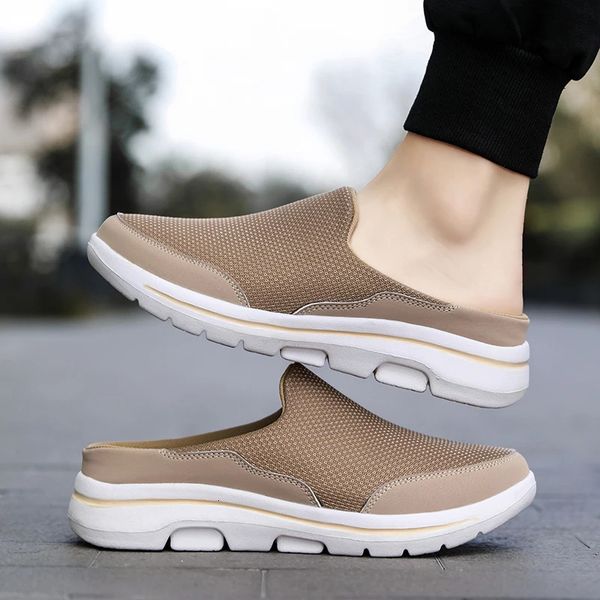 Slip Slip On Mesh Half Shoes For Men Mulher Slippers Men Sapatos casuais Sandálias leves confortáveis respiráveis Big Size 241031